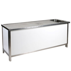 Theke ROKA L160 B70 H85 Arbeitsplatte CNS mit Spülbecken