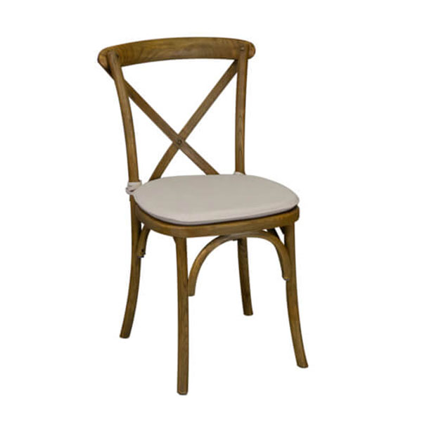 Stuhl Crossback L44,5 B41 H90 SH47 Ulmenholz mit Sitzkissen ivory