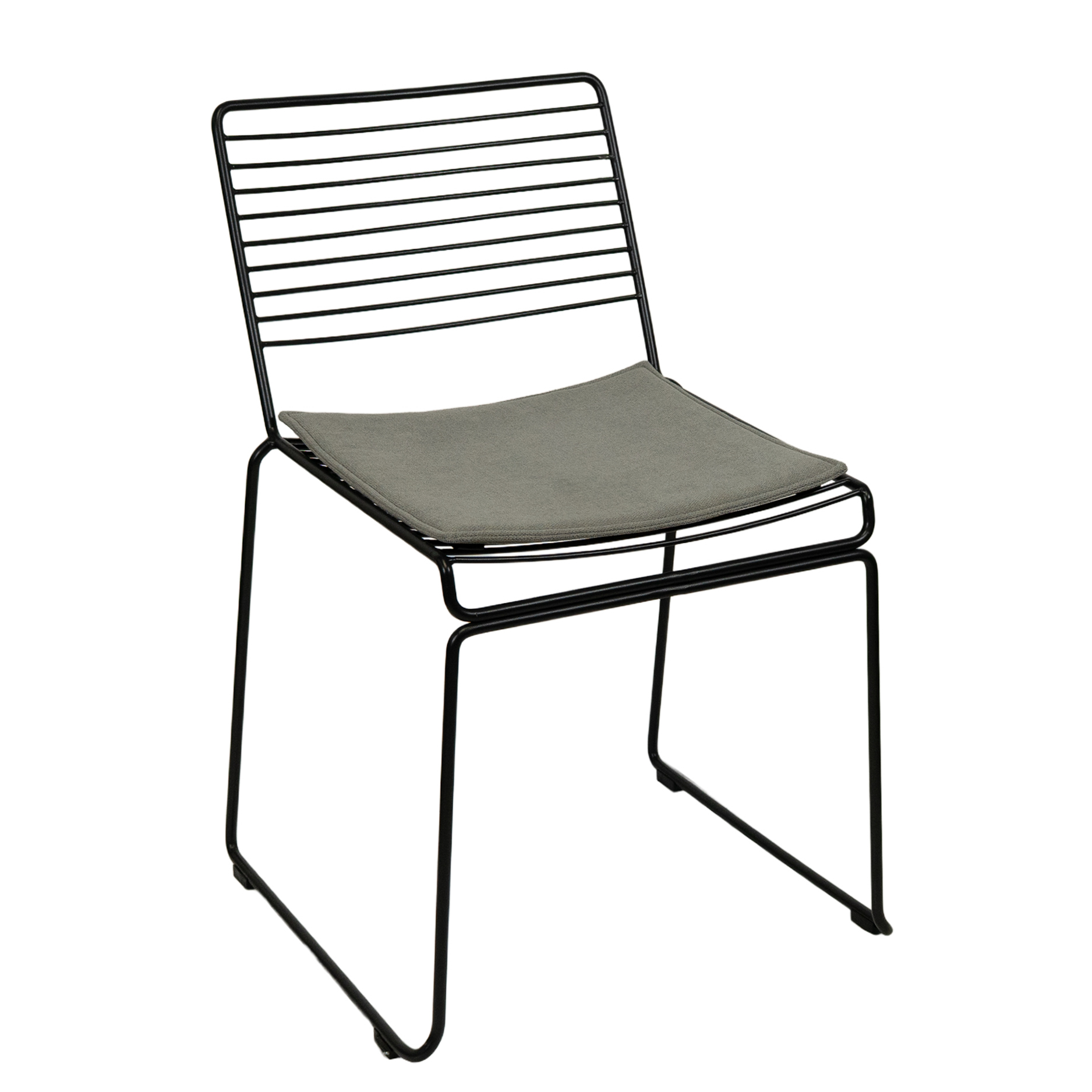 Stuhl Wire L47 B47 H76 SH schwarz mit Sitzkissen